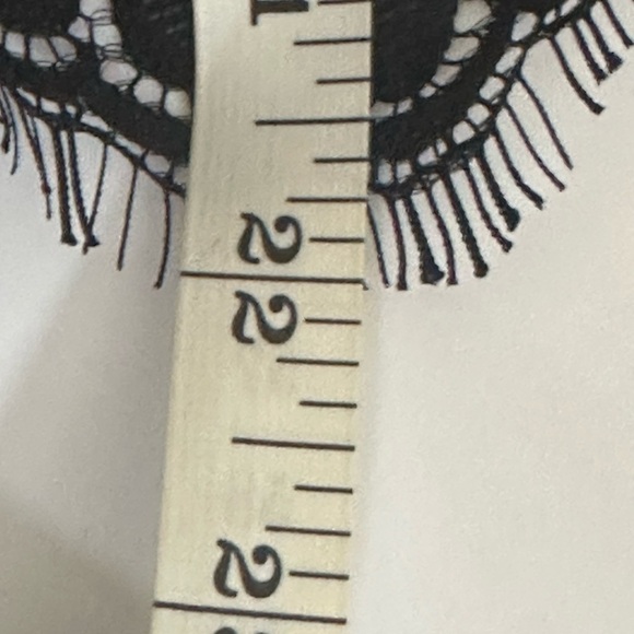 Loft sz  2P blouse, top in a deep navy with a black lace overlay stitched on top - Picture 8 of 13